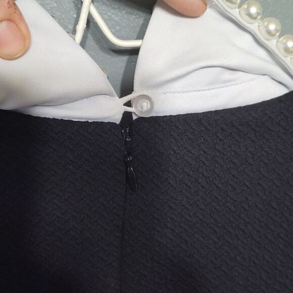 Betsey Johnson black fit and flare dress with pearl collar size 2 - Picture 10 of 13